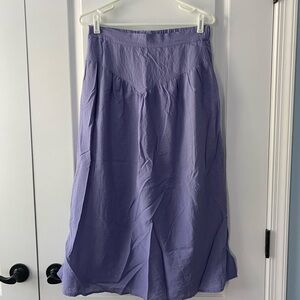 A New Day Blue Pleated Midi A-Line Skirt